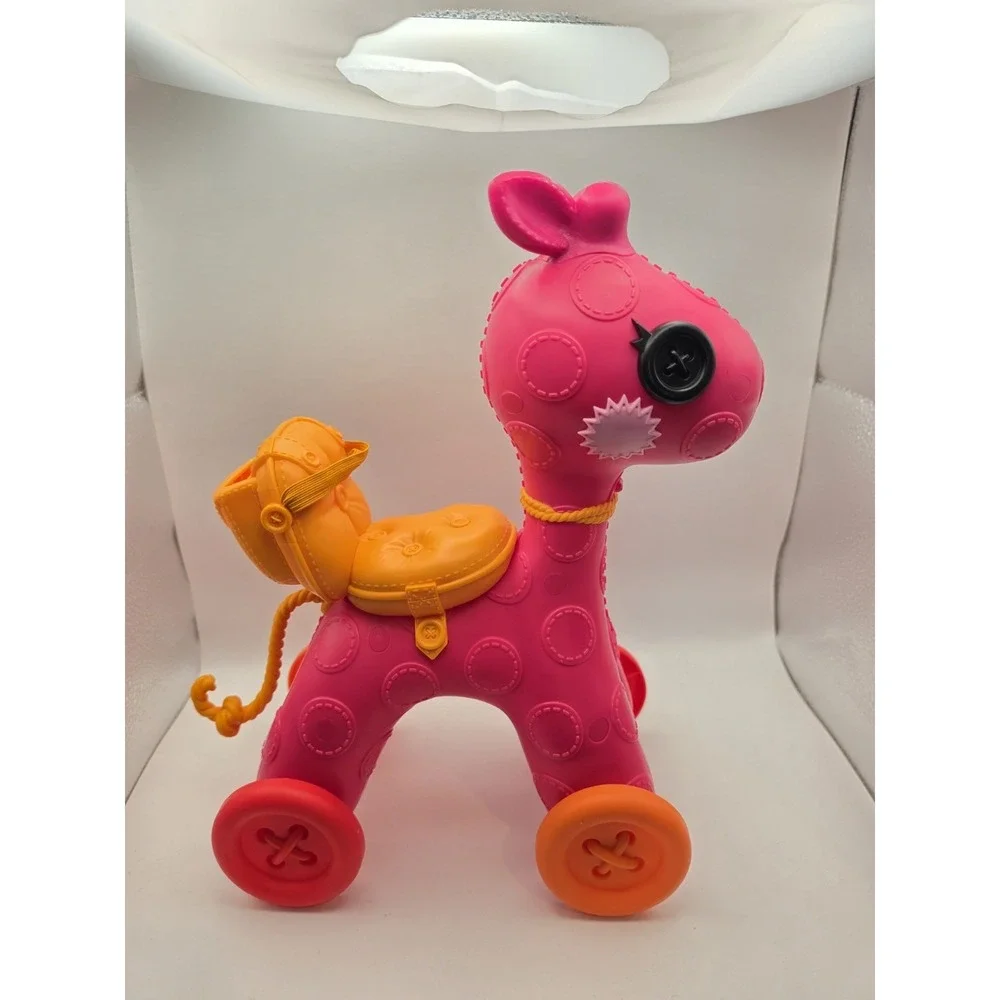 Vintage LALALOOPSY RIDE‎ ON GIRAFFE with Seatbelt Belt RED w/ PINK SEAT